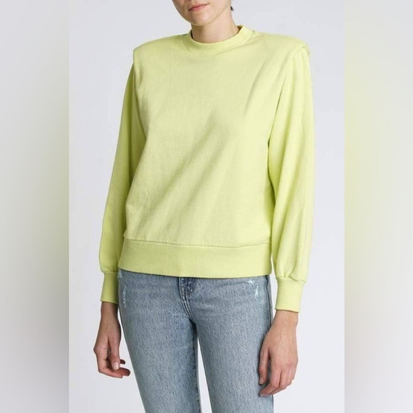 Pistola Kirsten Shoulder Pad Sweatshirt Citron Yellow Neon Women’s Sz Small Crew - Picture 1 of 13